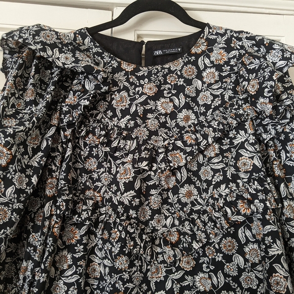 ZARA Ruffle & Floral Baby Doll Dress - Picture 6 of 8